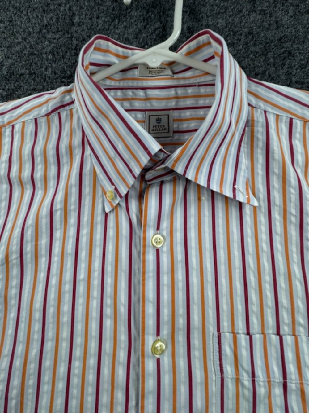 Peter Millar Striped Button-Down XL Cotton Colorful Men Casual Pocket Shirt